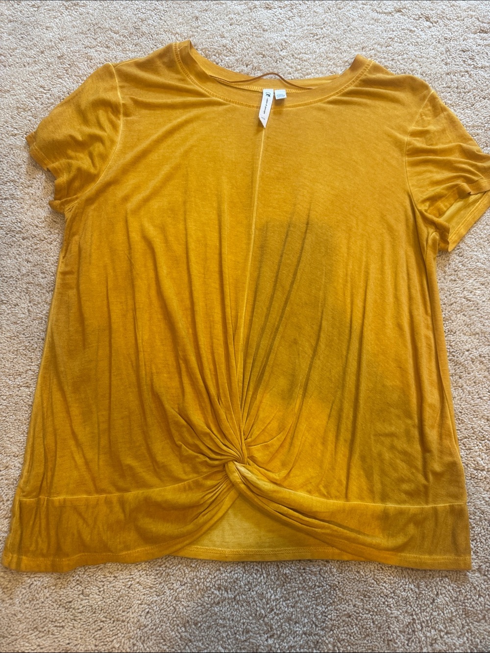 Cable & Gauge Mustard Twist-Front Short Sleeve Tee